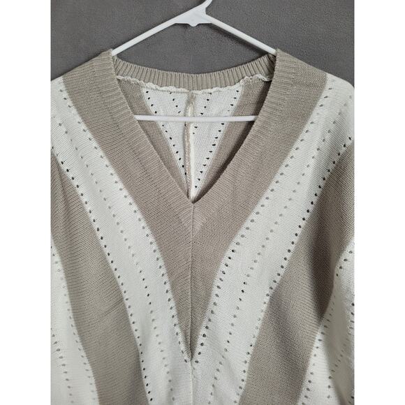 Dokotoo Womens Long Sleeve Striped Color Block Knitted Sweater Pullover Medium - Picture 5 of 9